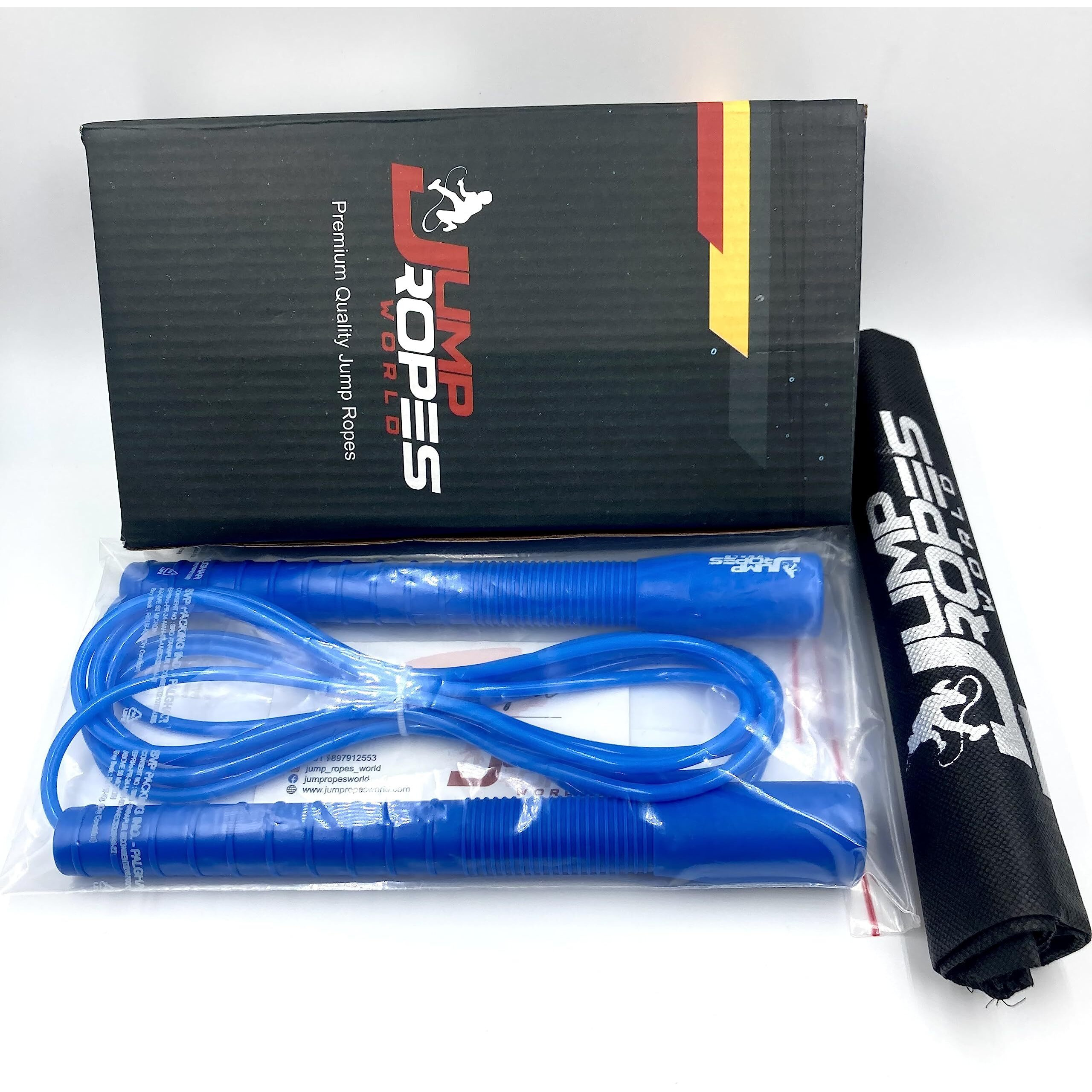 JUMP ROPES WORLD, LONG HANDLE 4MM | FREESTYLE ADJUSTABLE PVC | SKIPPING ROPE FOR MENS | (10ft, Blue)