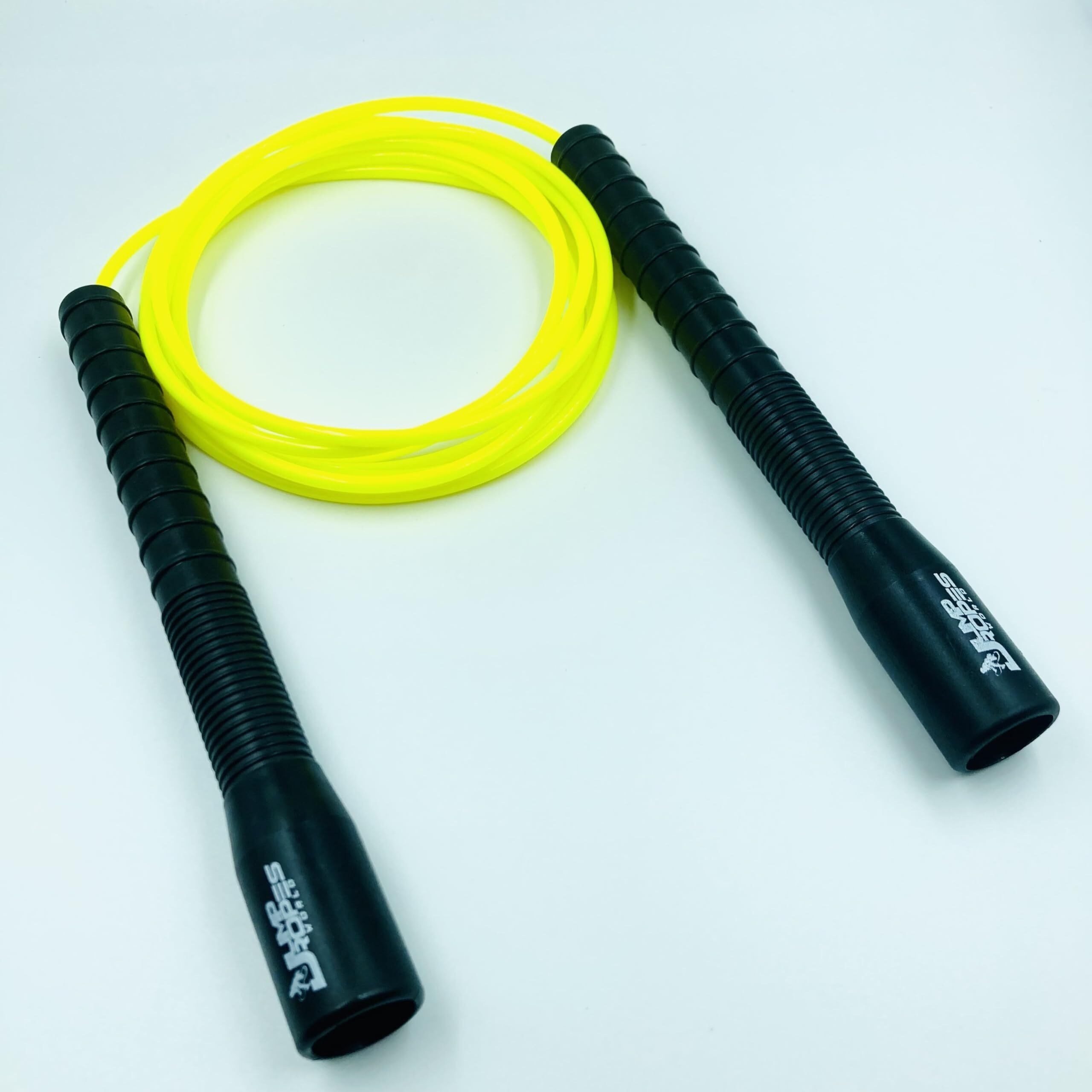 JUMP ROPES WORLD, LONG HANDLE 4MM | FREESTYLE ADJUSTABLE PVC | SKIPPING ROPE FOR MENS | (10ft, Yellow)