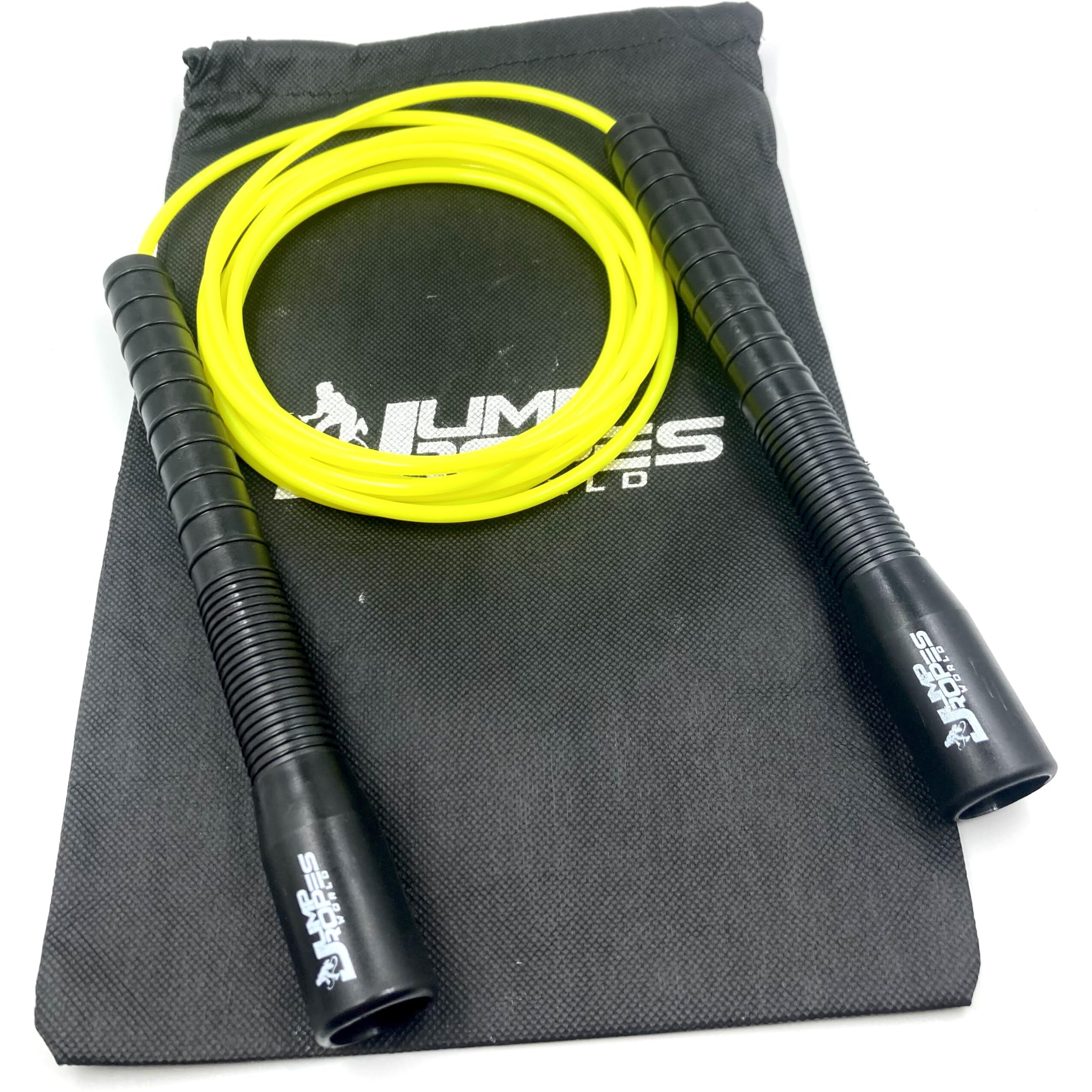 JUMP ROPES WORLD, LONG HANDLE 4MM | FREESTYLE ADJUSTABLE PVC | SKIPPING ROPE FOR MENS | (10ft, Yellow)