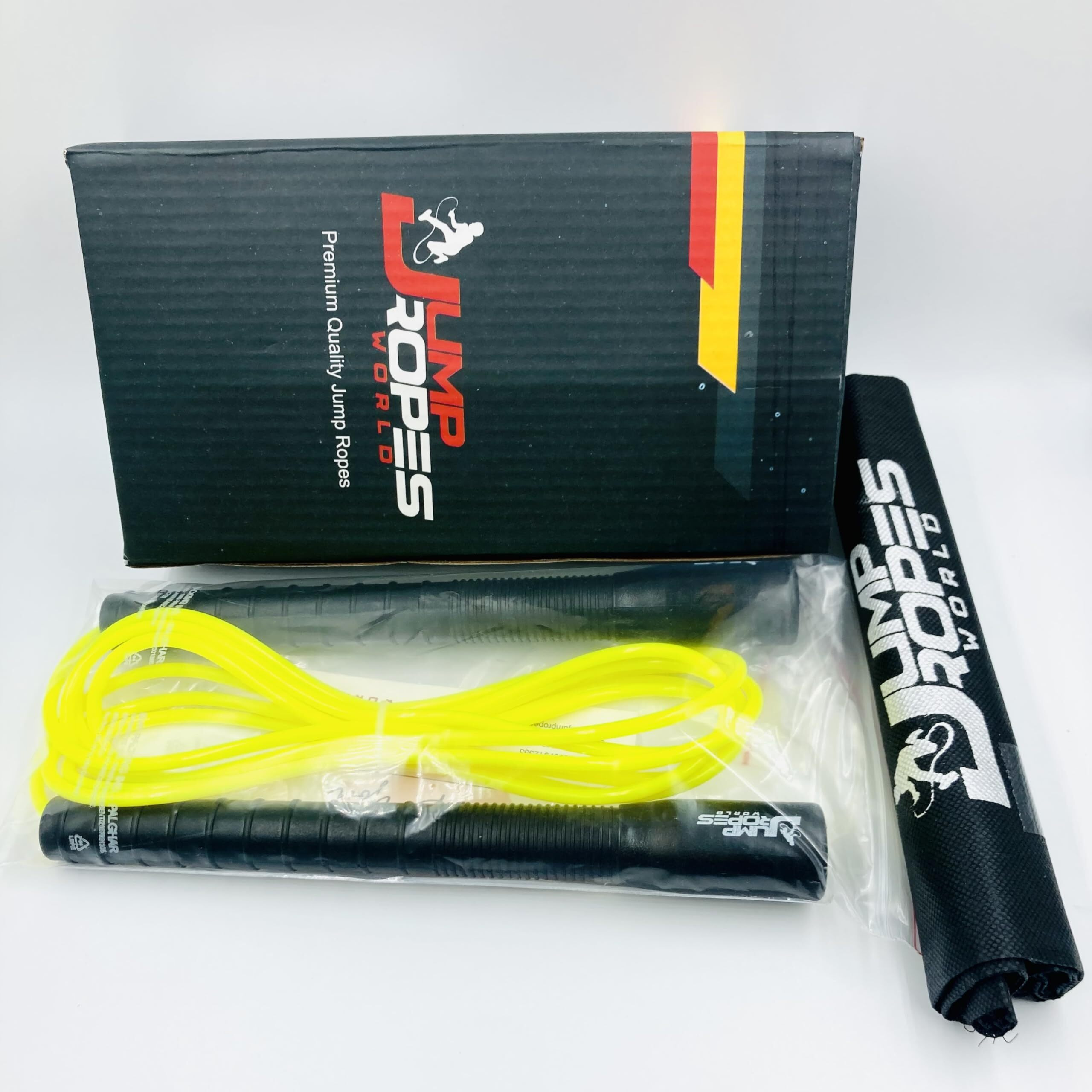 JUMP ROPES WORLD, LONG HANDLE 4MM | FREESTYLE ADJUSTABLE PVC | SKIPPING ROPE FOR MENS | (10ft, Yellow)