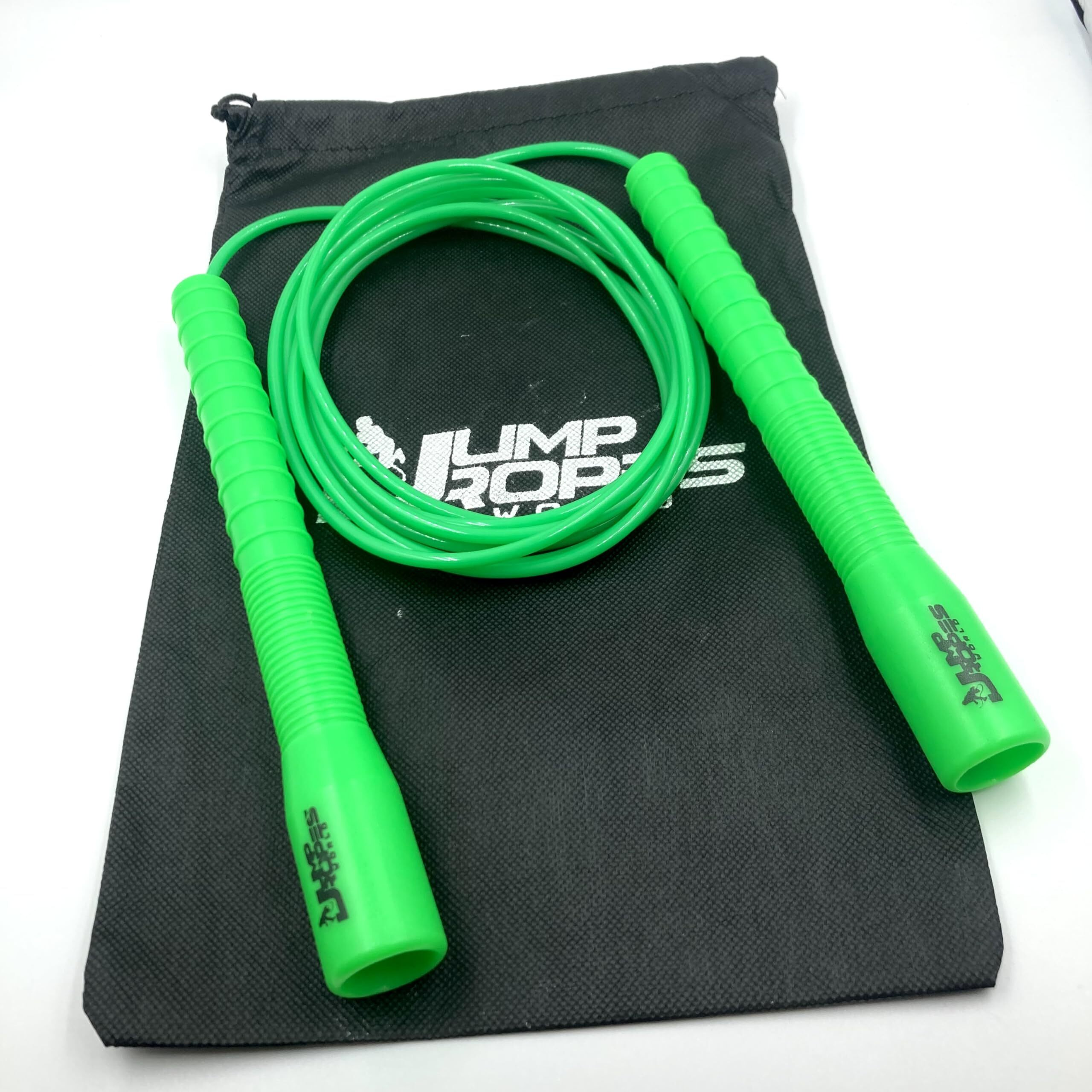 JUMP ROPES WORLD, LONG HANDLE 4MM | FREESTYLE ADJUSTABLE PVC | SKIPPING ROPE FOR MENS | (9ft, Green)