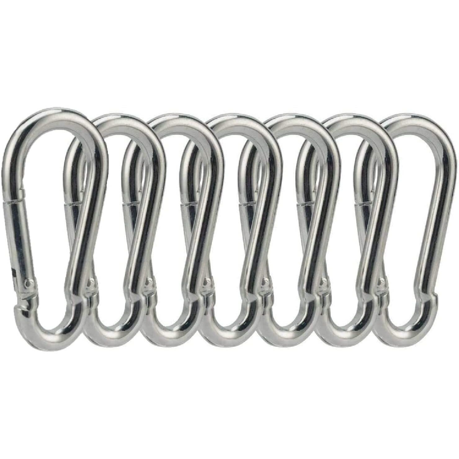 OLAHRAGA Small 304 Stainless Steel Carabiner Clip, Spring Snap Hook for Camping, Traveling Backpack Keychain or Outdoor (Pack of 7)