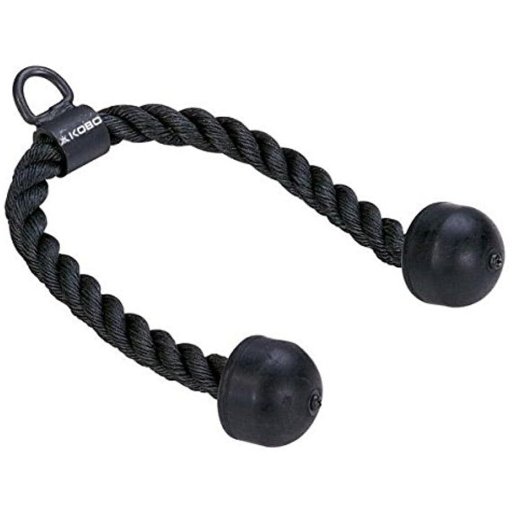 Kobo Tricep Rope for Gym  Tricep Rope Cable Attachment  Tricep Rope Cable Cross D Handle, Seated Row Grip, V Tricep Press Down Bar and Straight LAT Bar (Imported)