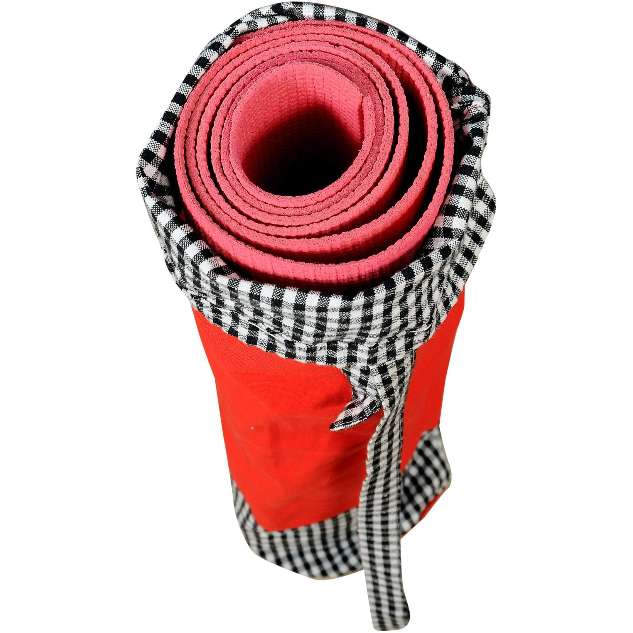alemah Cotton Yoga Workout Mat Holder Cover Carry Bag only, with Draw String and Shoulder Strap 28  Length x 6  Dia, Red (Pack of 1 Piece).