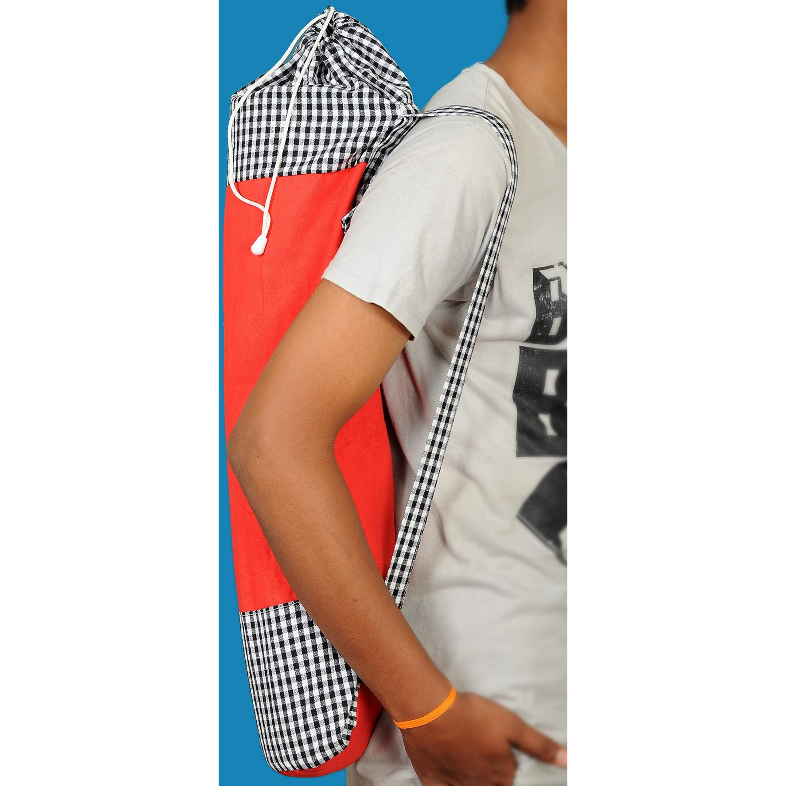 alemah Cotton Yoga Workout Mat Holder Cover Carry Bag only, with Draw String and Shoulder Strap 28  Length x 6  Dia, Red (Pack of 1 Piece).