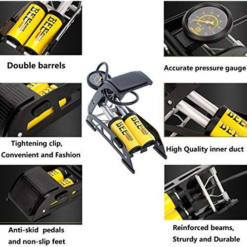 RONTENO Air Pump for Cycle and Bicycle | Football and Car 160Psi Twin Foot Pump (1 PcYellow 11x4.7x3 Inches, Pack of 1)