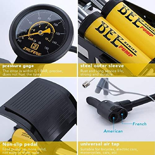 RONTENO Air Pump for Cycle and Bicycle | Football and Car 160Psi Twin Foot Pump (1 PcYellow 11x4.7x3 Inches, Pack of 1)
