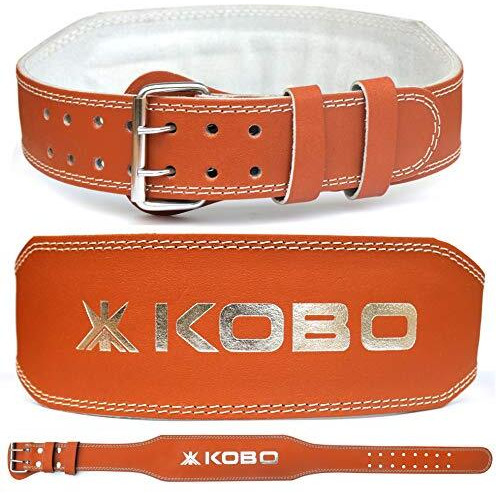 Kobo WTB-02 4  Leather Support Olympic Leather Weight Lifting Belt for Men and Women 4 Inch Back Support for Lifting, XL (Tan)