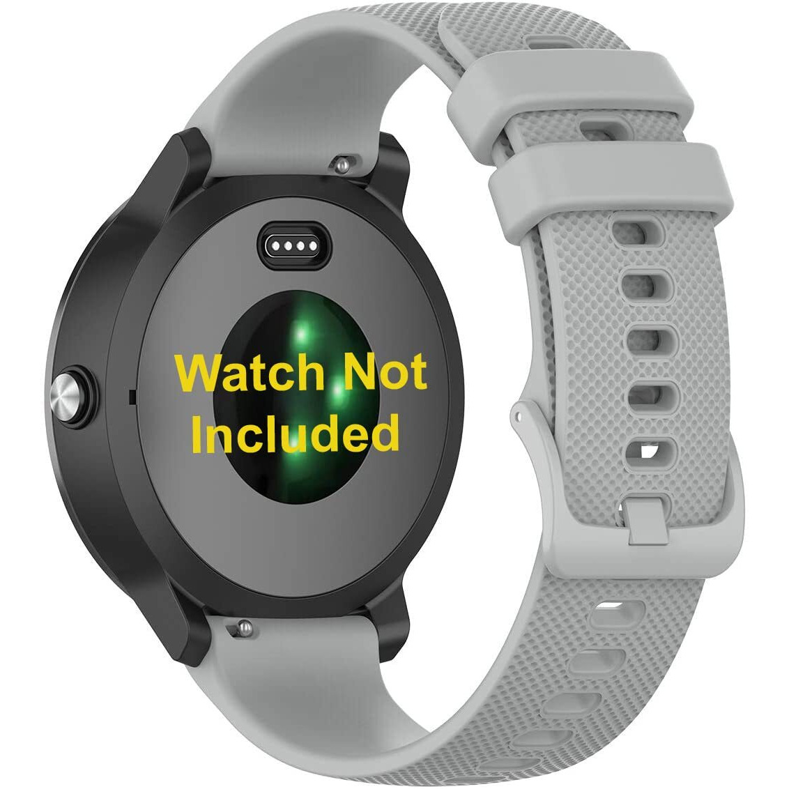 Zitel Bands Compatible with Garmin Forerunner 245 245 Music, 645 645 Music, 55 158, Vivoactive 3, Venu Sq, Vivomove HR, Approach S40 S42 S12 - Soft Silicone 20mm Strap (Gray)