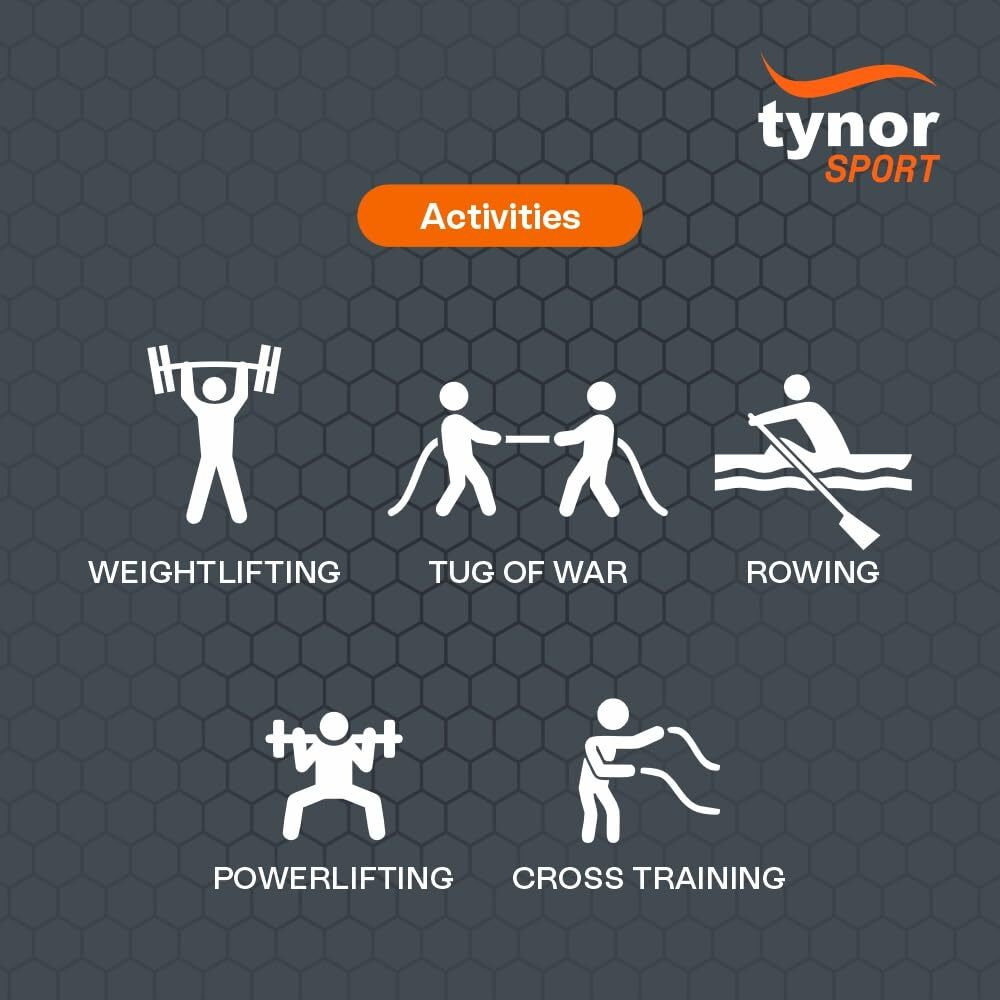 TYNOR Tynorgrip Gym Gloves, Black, Large, 1 Pair
