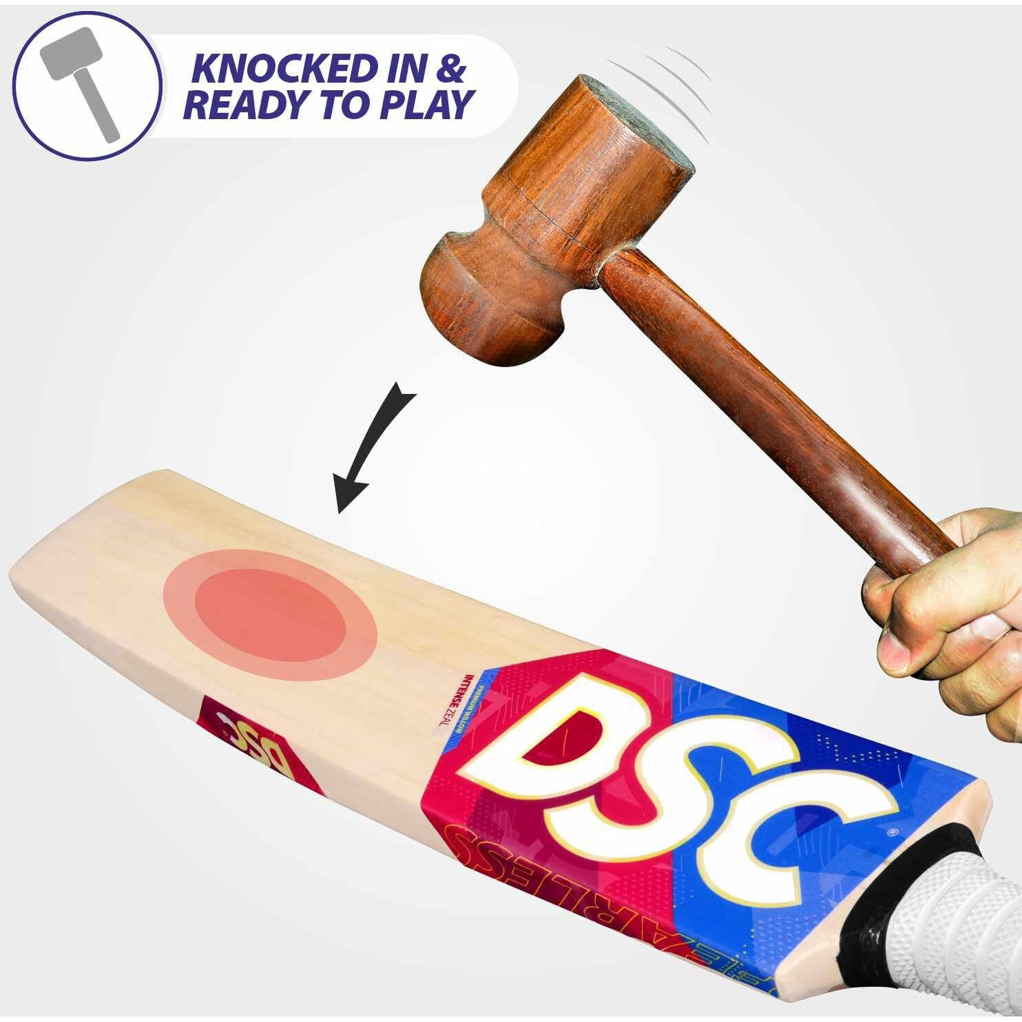 DSC Intense Zeal Kashmir Willow Cricket Bat ( Size Short Handle, Ball_ type  Leather Ball, Playing Style  All-Round )