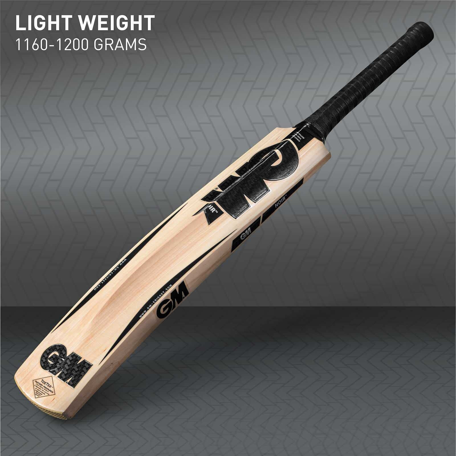 GM Noir Striker Kashmir Willow Cricket Bat with Cross Weave Tape on The Face | Size-6 | Light Weight | Free Cover|, Multi Colour