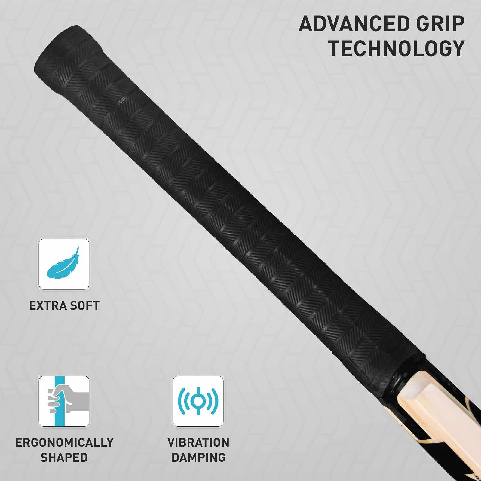GM Noir Striker Kashmir Willow Cricket Bat with Cross Weave Tape on The Face | Size-6 | Light Weight | Free Cover|, Multi Colour