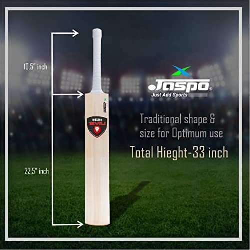 Jaspo Club-Craze Kashmir Willow Full Size Grade 1 Cricket Bat for Tournament with Bigger Sweet Spot and Singapore Cane Handle Approx Weight 1200-1250 Grams (Short Handle) (Delhi Devils)