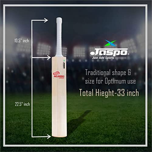 Jaspo Club-Craze Kashmir Willow Full Size Grade 1 Cricket Bat for Tournament with Bigger Sweet Spot and Singapore Cane Handle Approx Weight 1200-1250 Grams (Short Handle) (Mumbai Warriors)