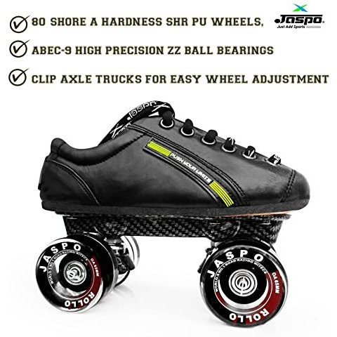 jaspo pro Hyper Quad Shoe Skates (7 UK(Foot Length 26.5 cms), Black)