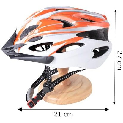 Kuber Industries Cycling Helmet with Detachable Visor|Helmet for Mountain, Road Bike & Skating|Breathable & Adjustable Bicycle Helmet|Ideal for Adults and Kids-Pack of 6 (Orange & White)