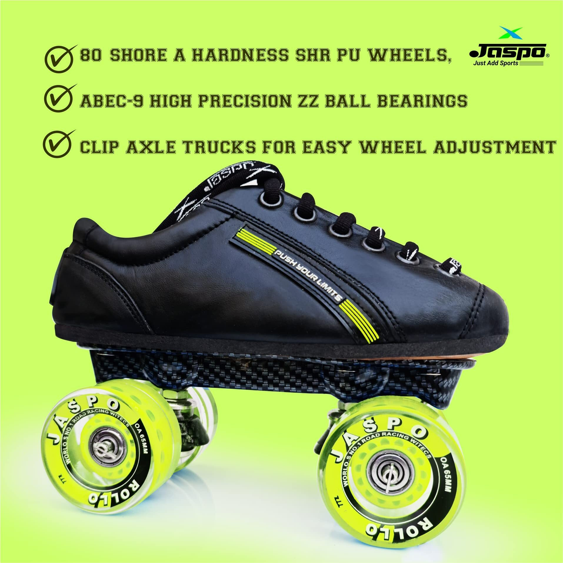 jaspo pro Hyper Quad Shoe Skates (5 UK(Foot Length 25 cms), Yellow)