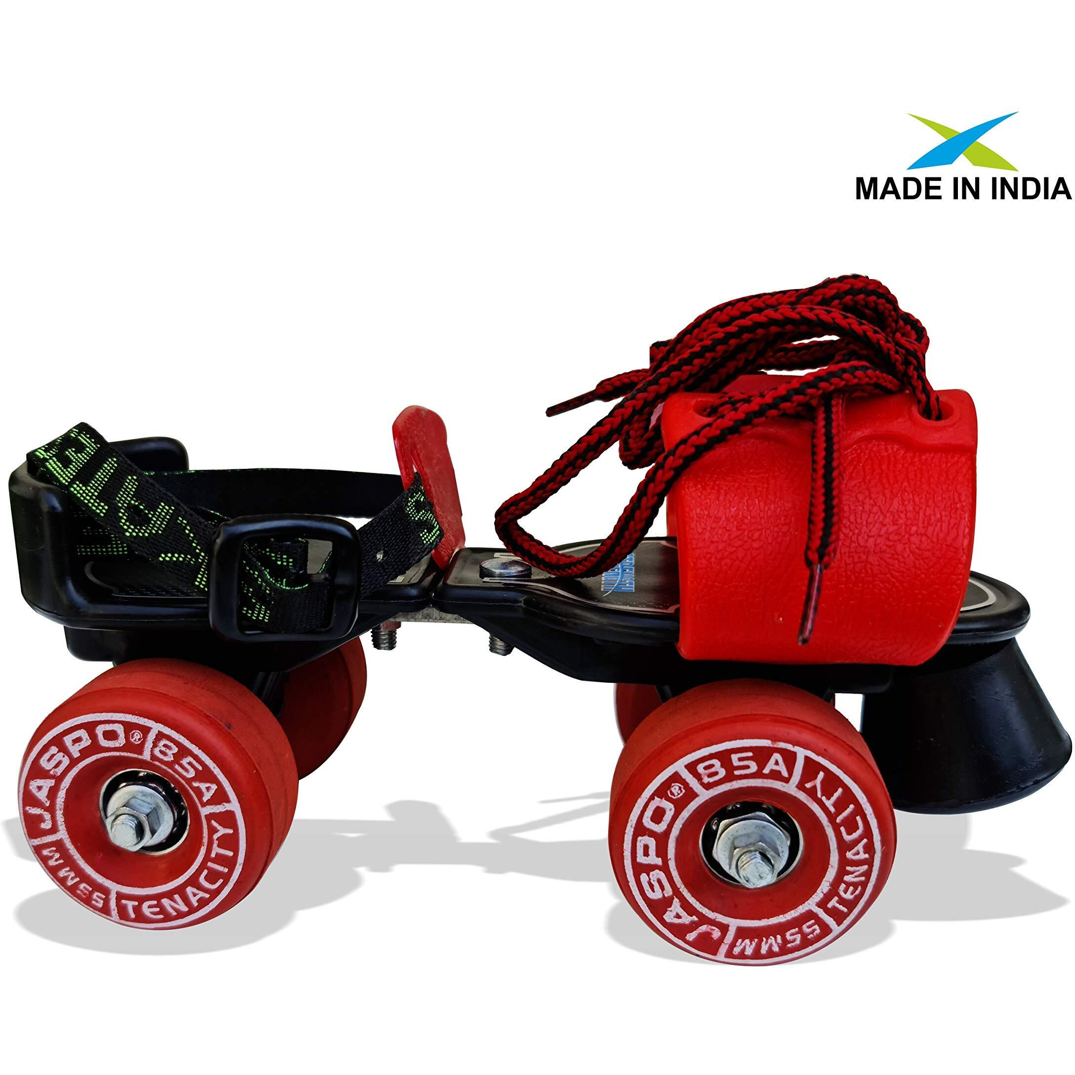 Jaspo Baby Tenacity Adjustable Rubber Wheel Skates for Junior (Baby Tenacity, Red)