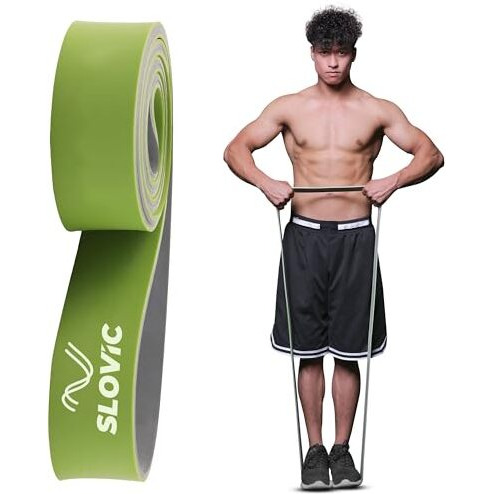 SLOVIC Dual Color Heavy Resistance Band (Green & Grey) for Workout Set Exercise & Stretching Pull Up Bands for Home Exercise Toning Loop Bands for Gym Men & Women Resistance Bands (with Door Anchor)
