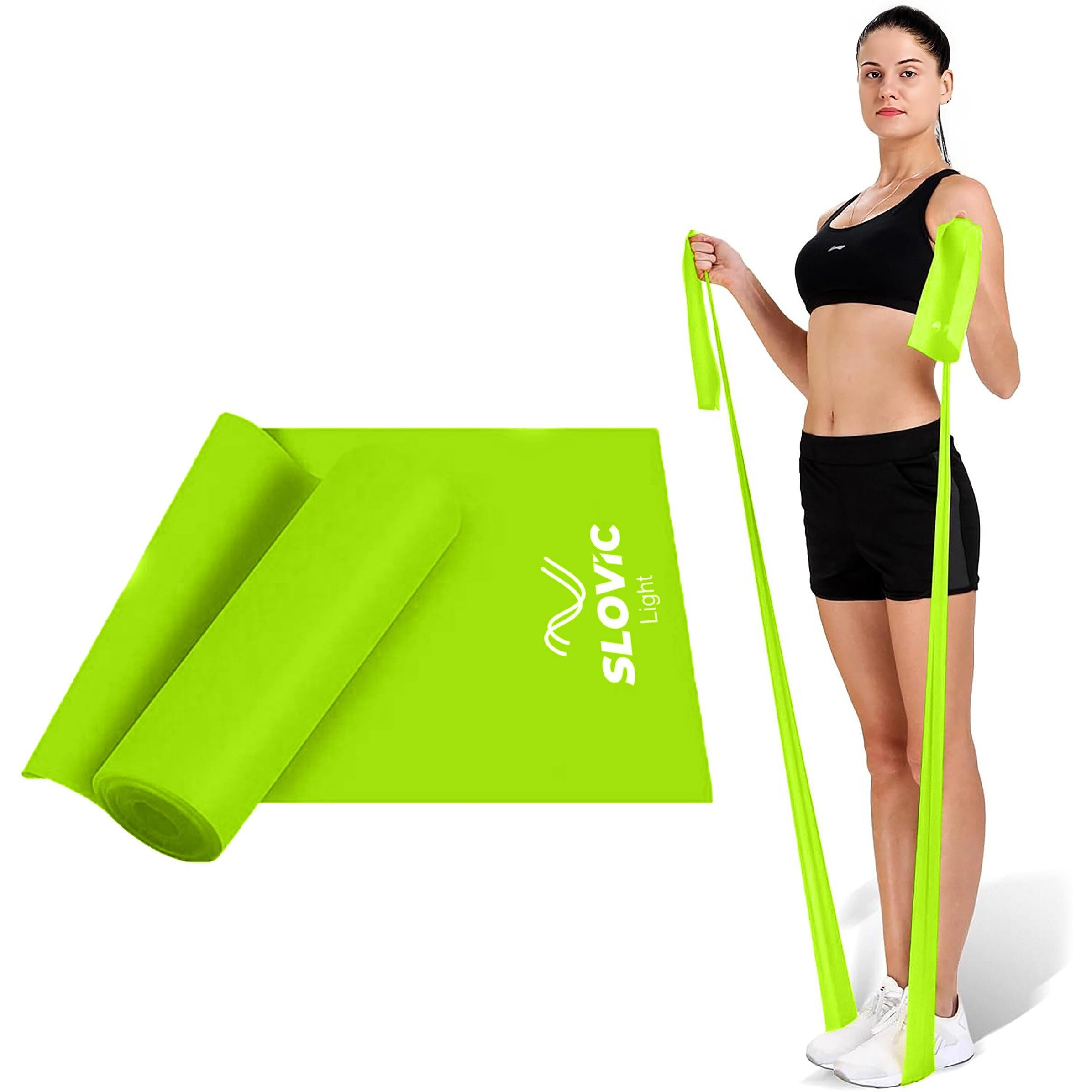 SLOVIC Professional Latex Resistance Thera Band (Light Resistance) | 100% Natural | for Warm-Up, Stretching, Cardio, Strength Training, Home Fitness, Exercise, Gym Workout & Yoga (Green)
