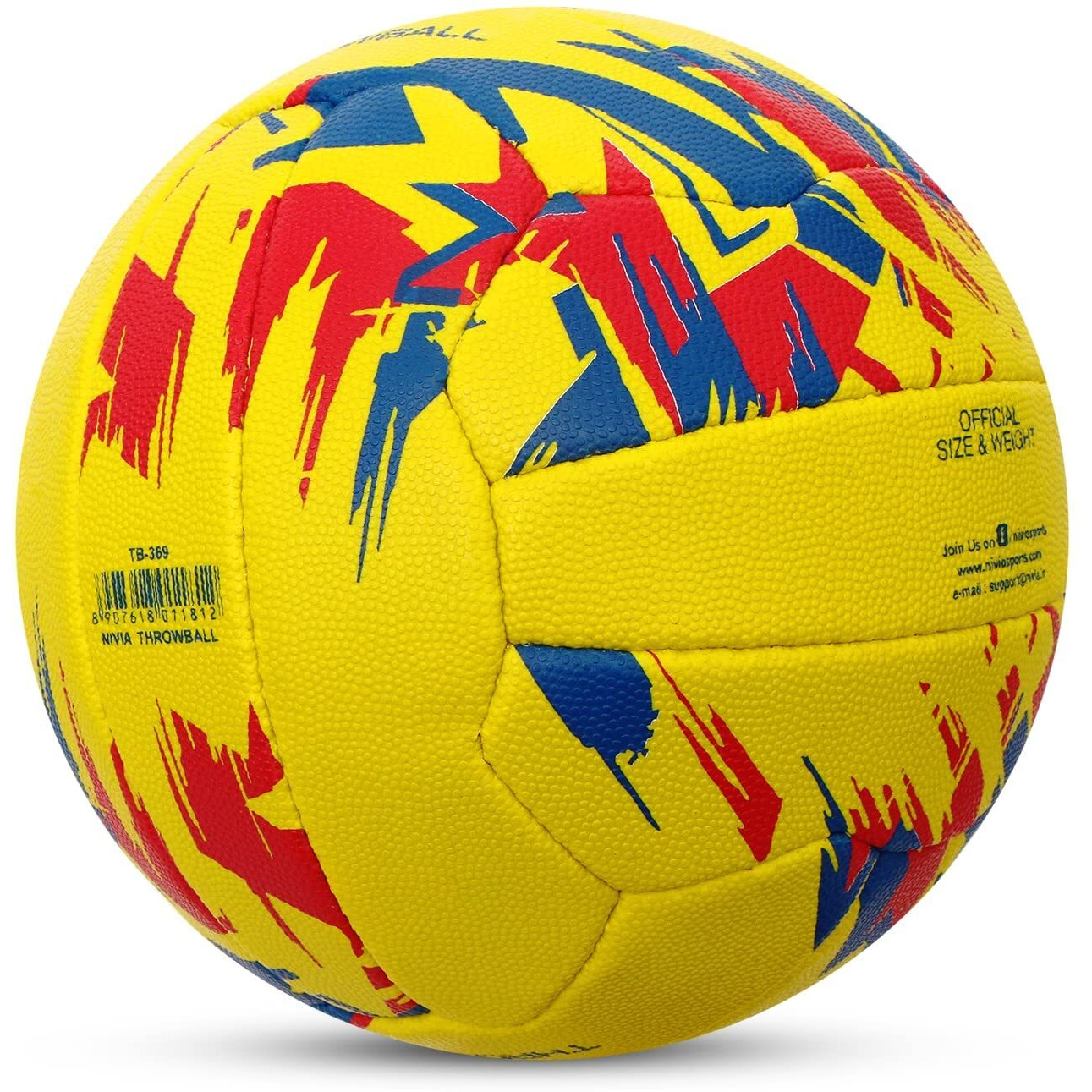 Nivia Rubber Throw Ball, Size 5 (Yellow Red), Throwball