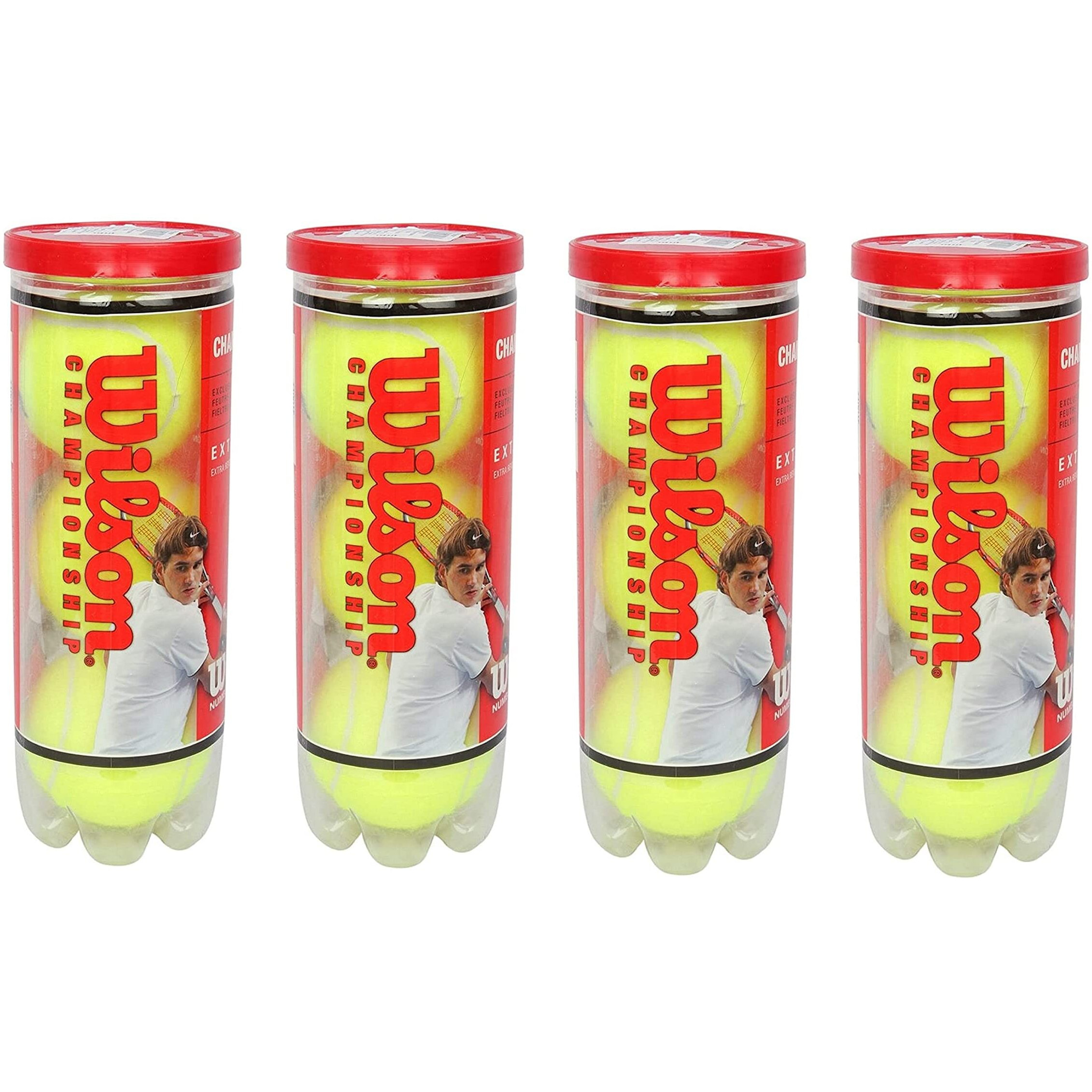 Wilson Championship Synthetic Tennis Balls, |4 Can|12 Balls(3 Balls Can) (Yellow)