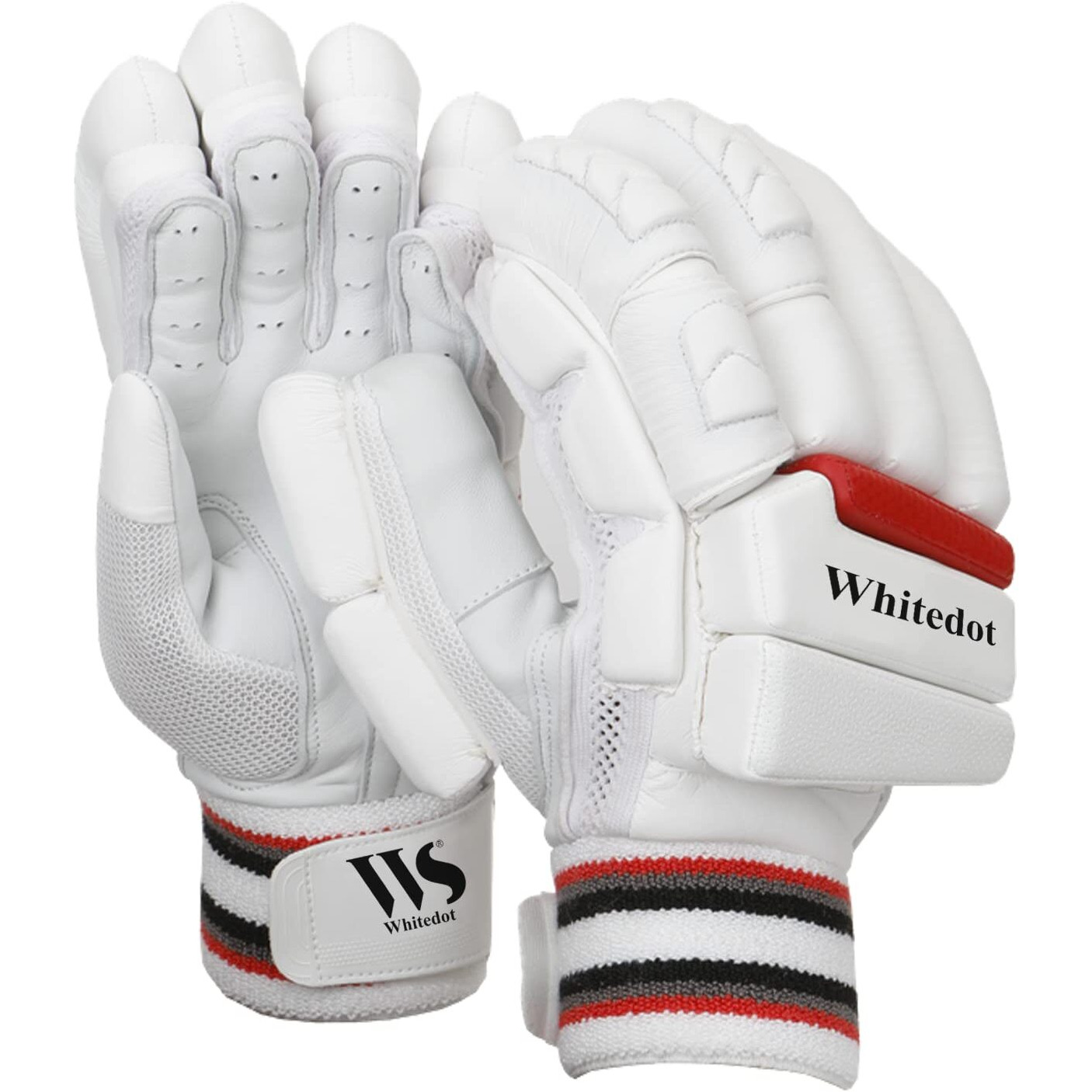 Whitedot Winged Cricket Batting Gloves||Suitable for Mens|Adult|Large Left Hand||White