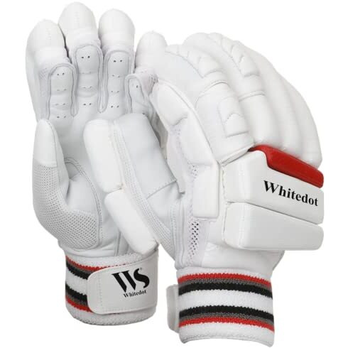 Whitedot Winged Cricket Batting Gloves||Suitable for Mens|Adult|Large Left Hand||White