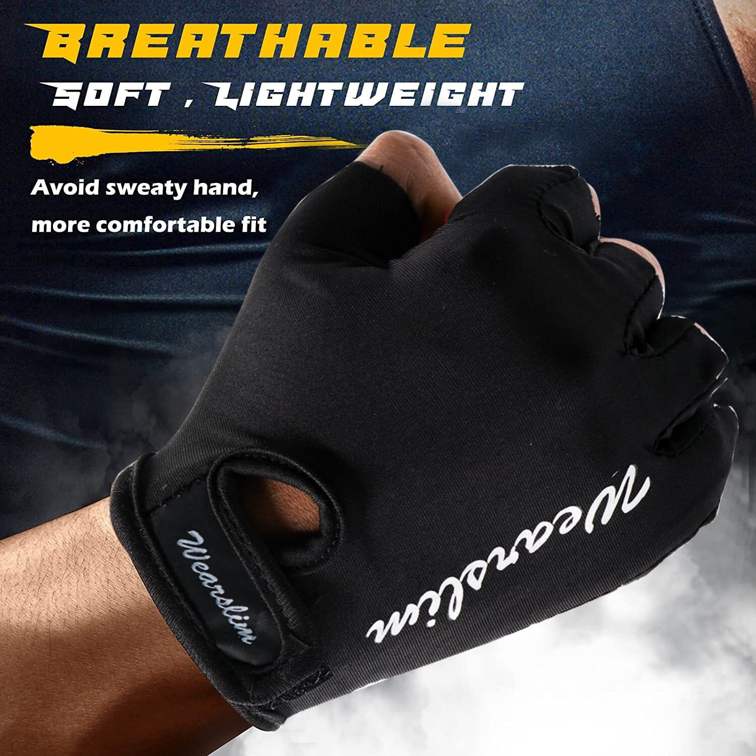 Wearslim Premium Workout Weight Lifting Fingerless Gym Gloves for Training, Exercise, Fitness Workout Hand Grips Exercises - Black & Orange (Size- XL)