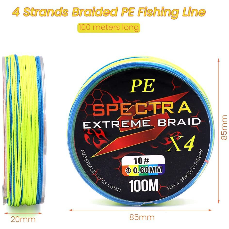 Proberos Fishing Line Super Strong 0.6MM 110LB(50KG) 100M PE 4 Strands Monofilament Braided Fishing Line Angling Accessory, Durable Fishing Wire