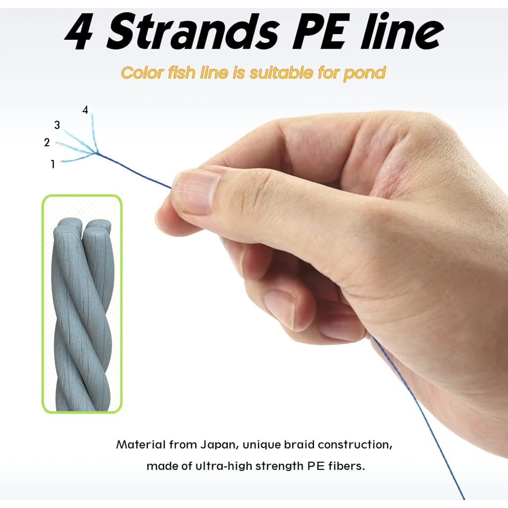 Proberos Fishing Line Super Strong 0.6MM 110LB(50KG) 100M PE 4 Strands Monofilament Braided Fishing Line Angling Accessory, Durable Fishing Wire