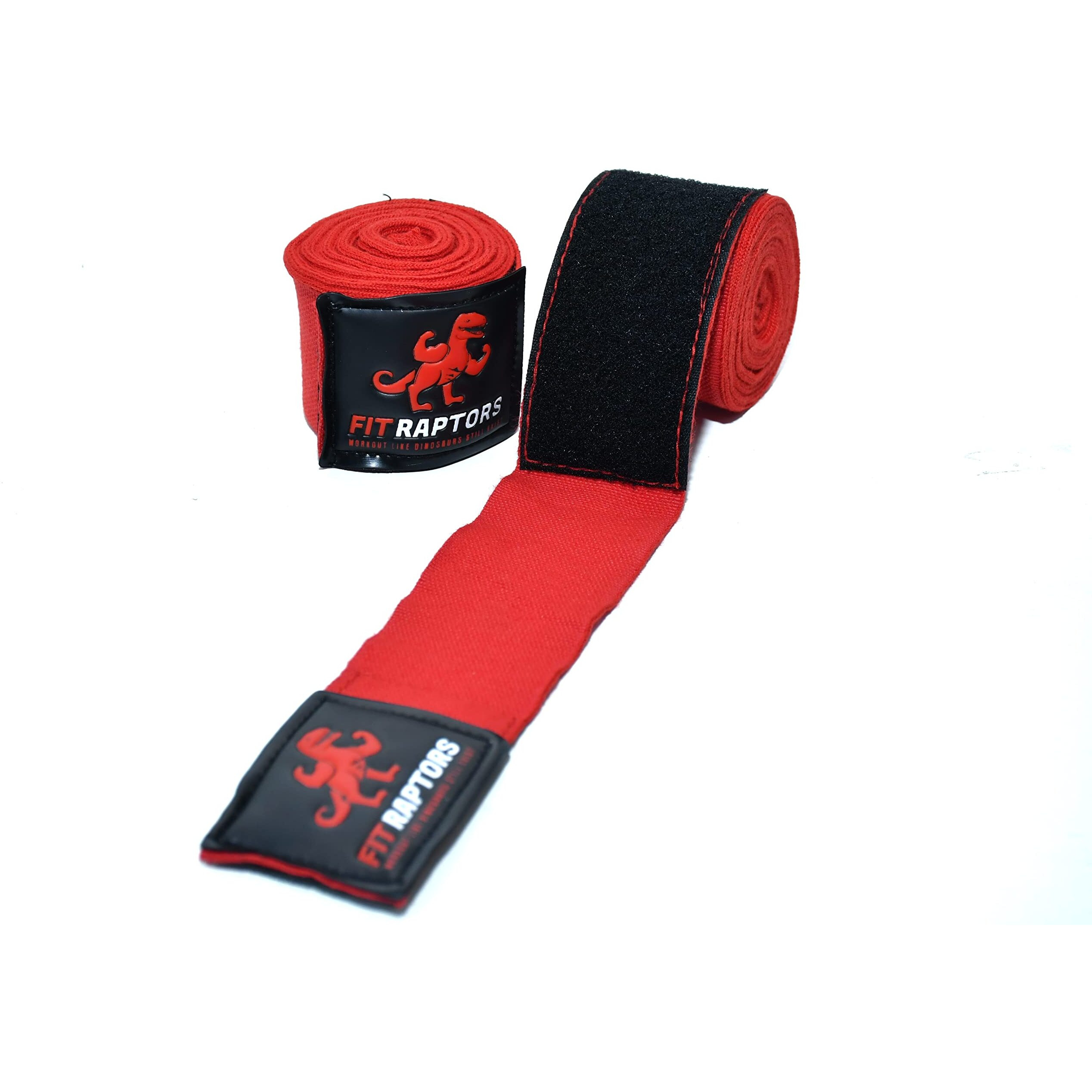 FitRaptors Cotton Boxing Hand Wrap with Thumb Loop for Men & Women Gym Accessories and Fitness Support Gloves Straps with Premium Velcro for Better Stability and Grip (4.5 Meters, Red)