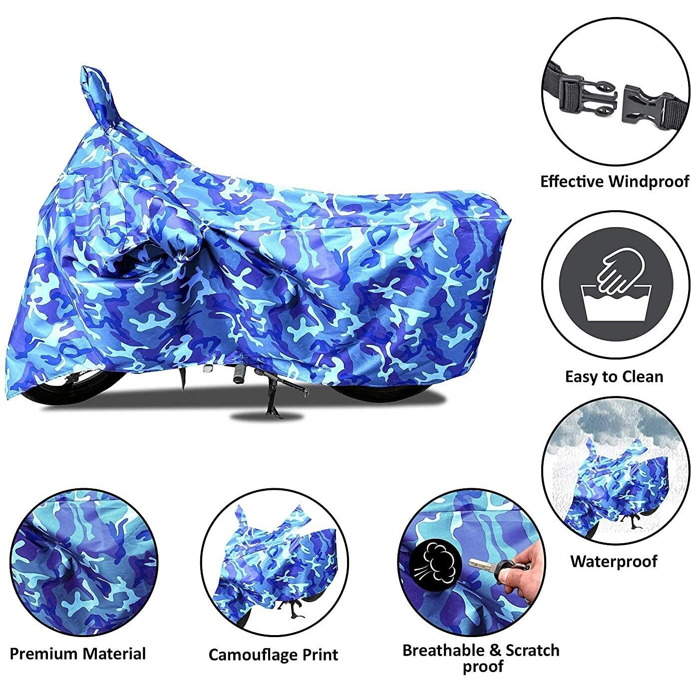 Auto Hub Mahindra Duro 125 Bike Cover Waterproof Original Duro 125 Cover Waterproof Duro 125 Bike Cover Bike Cover Duro 125 Waterproof Duro 125 Body Cover Bike Body Cover Duro 125 (Jungle Blue)