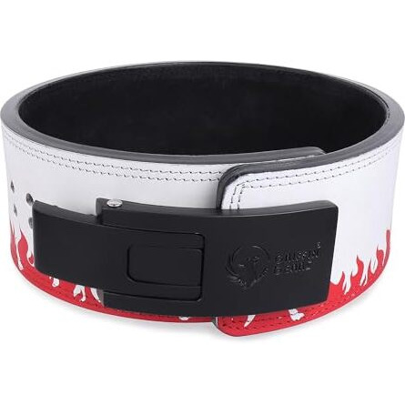GRIFFIN GEARS Powerlifting Lever Gym Black Buckle With Red Fire Belt Power 13MM Extreme Heavy Duty Genuine Leather Belts-Squats Deadlifts Bodybuilding Weight Lifting IPF Strongman for Men(M-32 -41 )