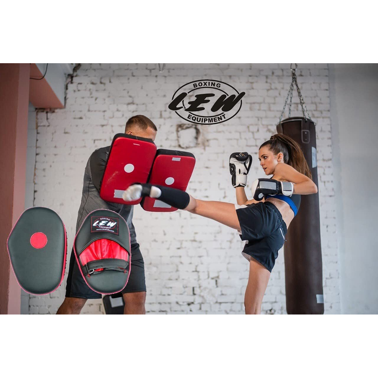 LEW Classic PU Leather Straight Focus Pads (Black Red)