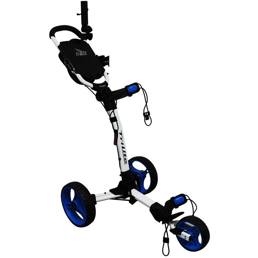 Axglo (Canada s No. 1) 3 Wheel Trilite Ultra Compact Foldable Aluminium Golf Trolley Cart (FREE Umbrella Holder & Beverage Holder) (Black Black)