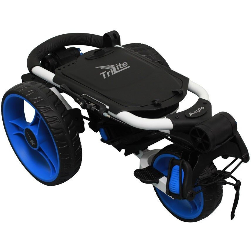 Axglo (Canada s No. 1) 3 Wheel Trilite Ultra Compact Foldable Aluminium Golf Trolley Cart (FREE Umbrella Holder & Beverage Holder) (Black Black)