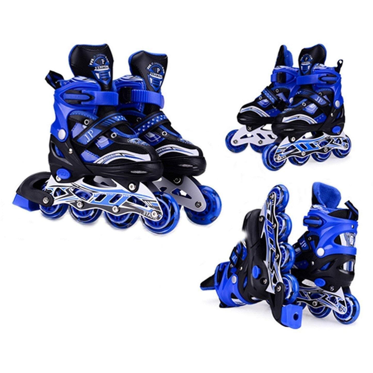 AUTHFORT Roller Skates for Girls Age Group 7-12 Years Adjustable Inline Skating Shoes with School Sport-Multi Colour (BLUE INLINE)