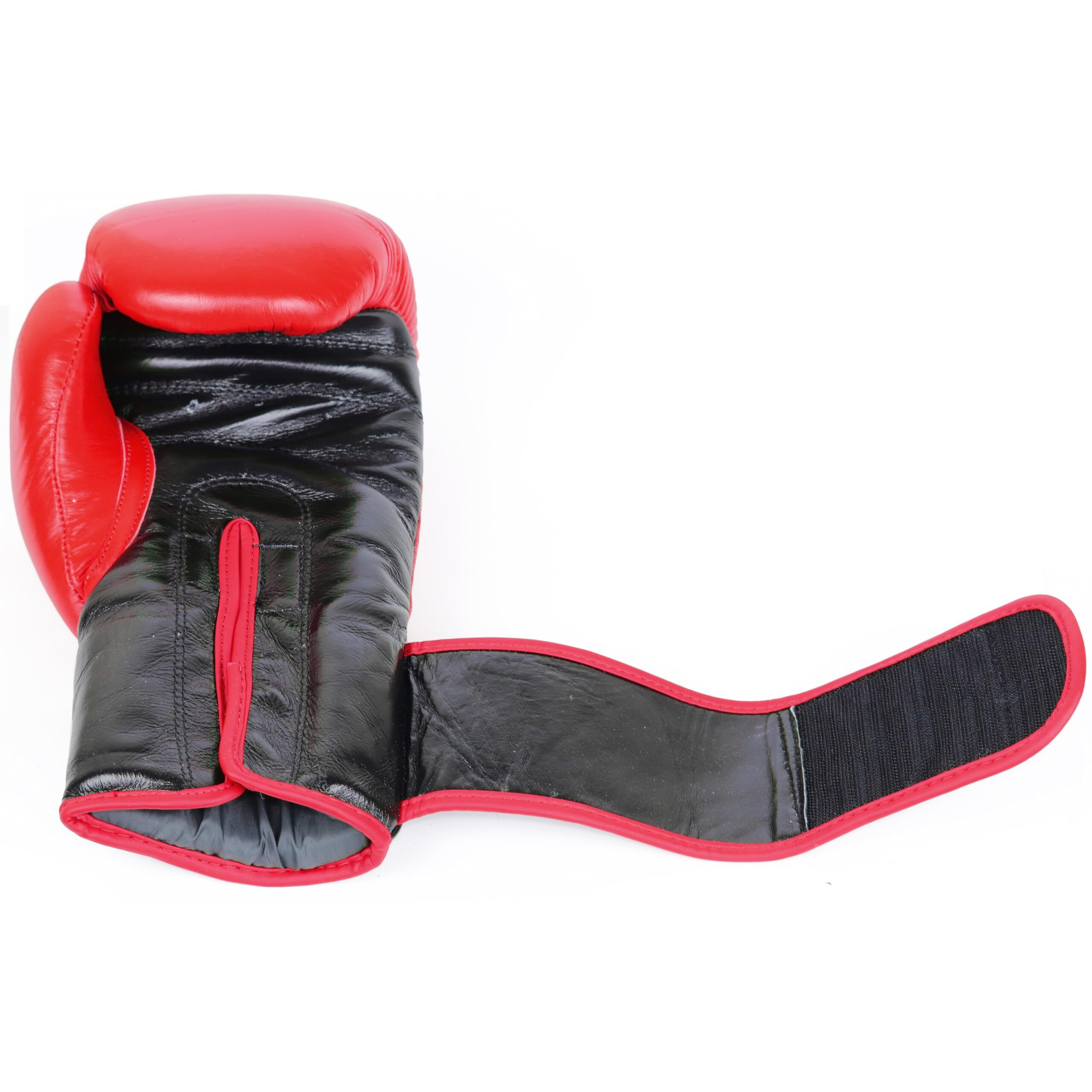 Kobo BXG-05 Top Grain Natural Hide Leather Boxing Gloves Punching Bag Gel Sparring Training Gloves for Gym Muay Thai Style Punching Bag Mitts Fight Gloves Men & Women (RED)