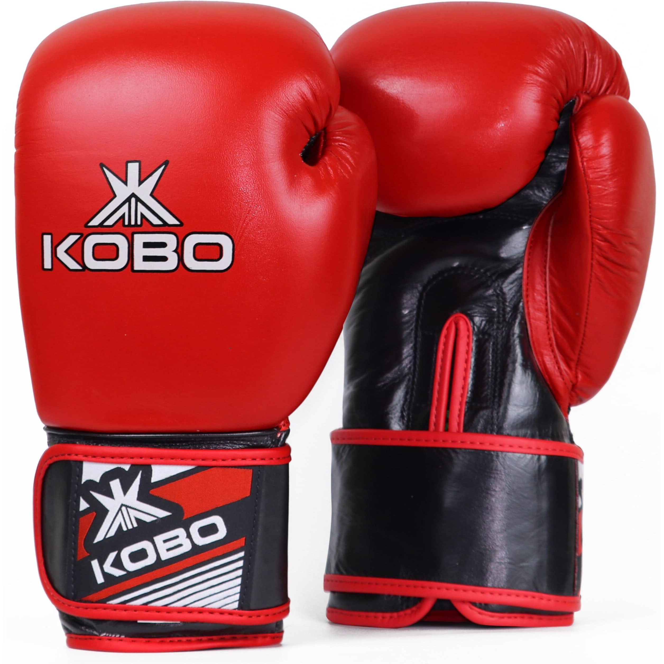 Kobo BXG-05 Top Grain Natural Hide Leather Boxing Gloves Punching Bag Gel Sparring Training Gloves for Gym Muay Thai Style Punching Bag Mitts Fight Gloves Men & Women (RED)