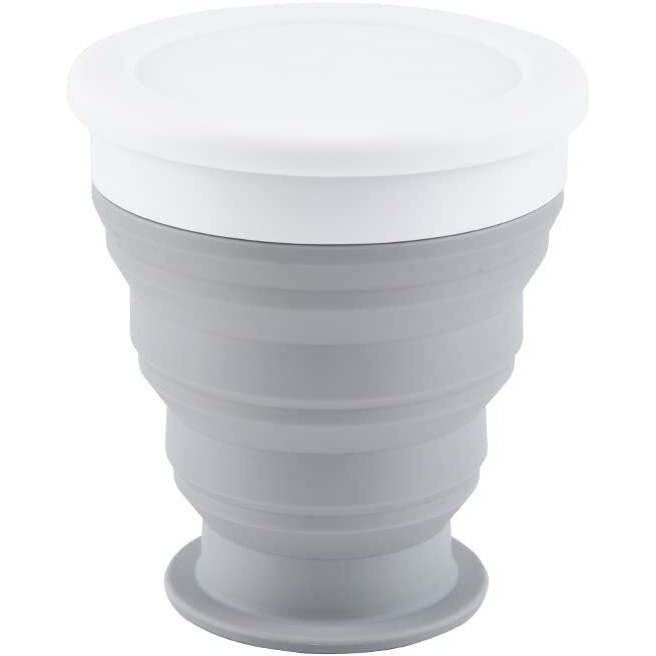 TASKHOUSE Collapsible Outdoor Travel Cup Silicone Folding Water Cups with Lids Reusable Drinking Glasses hot Cups Mug 200ml Pack of 2 (Black)