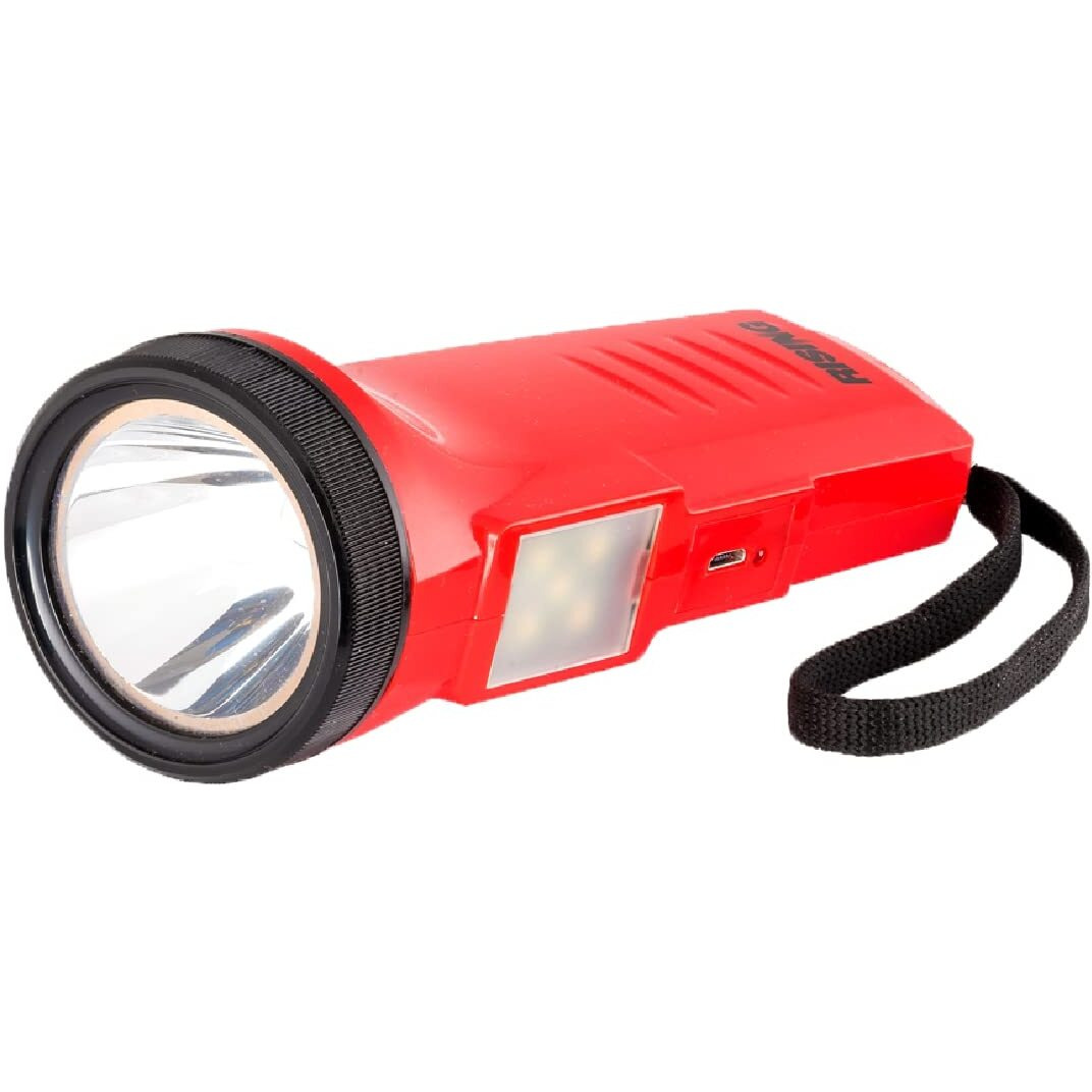 RISING DUO Handy Pocket Size Rechargeable LED Torch with 1200 mah Lithium ion Battery ABS Plastic Rechargeable Torch for Farmers Camping Hiking Fishing Night Walk Security Torch