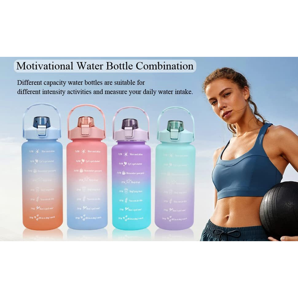 SG-Mart Plastic Sports Fitness Gym Water Bottle Unbreakable Spirit Motivational Water Bottle, Leakproof Bpa Free Fitness Sports Water Bottle (Set Of 3), 3 Liter, Multicolour
