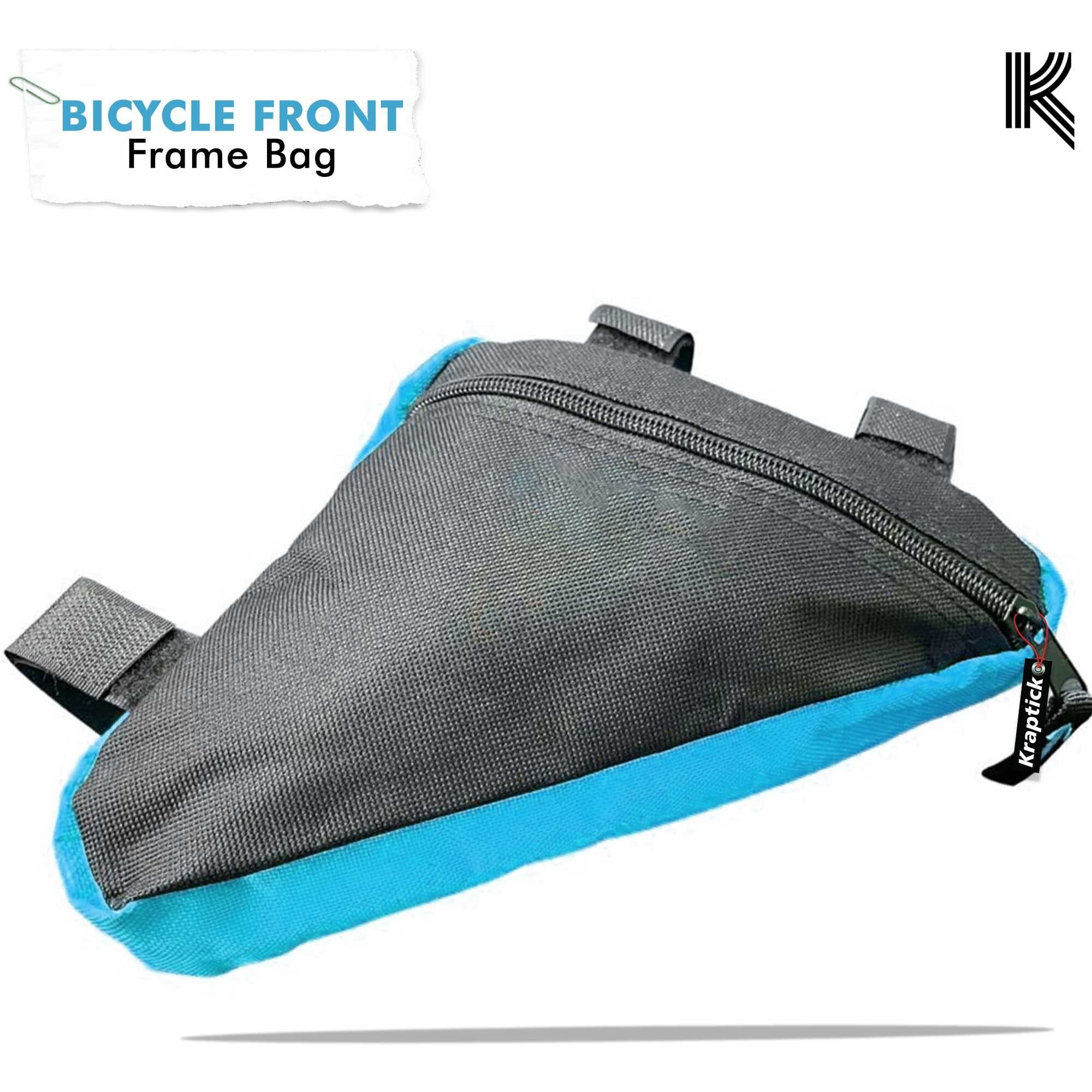 Kraptick Triangle Bike Bag - Bike Frame Bag for Bicycle Tools - Bike Pouch for Cycle Accessories, Bicycle Frame Front Triangle Bag Bike, Cycle Triangle Bag (Black)