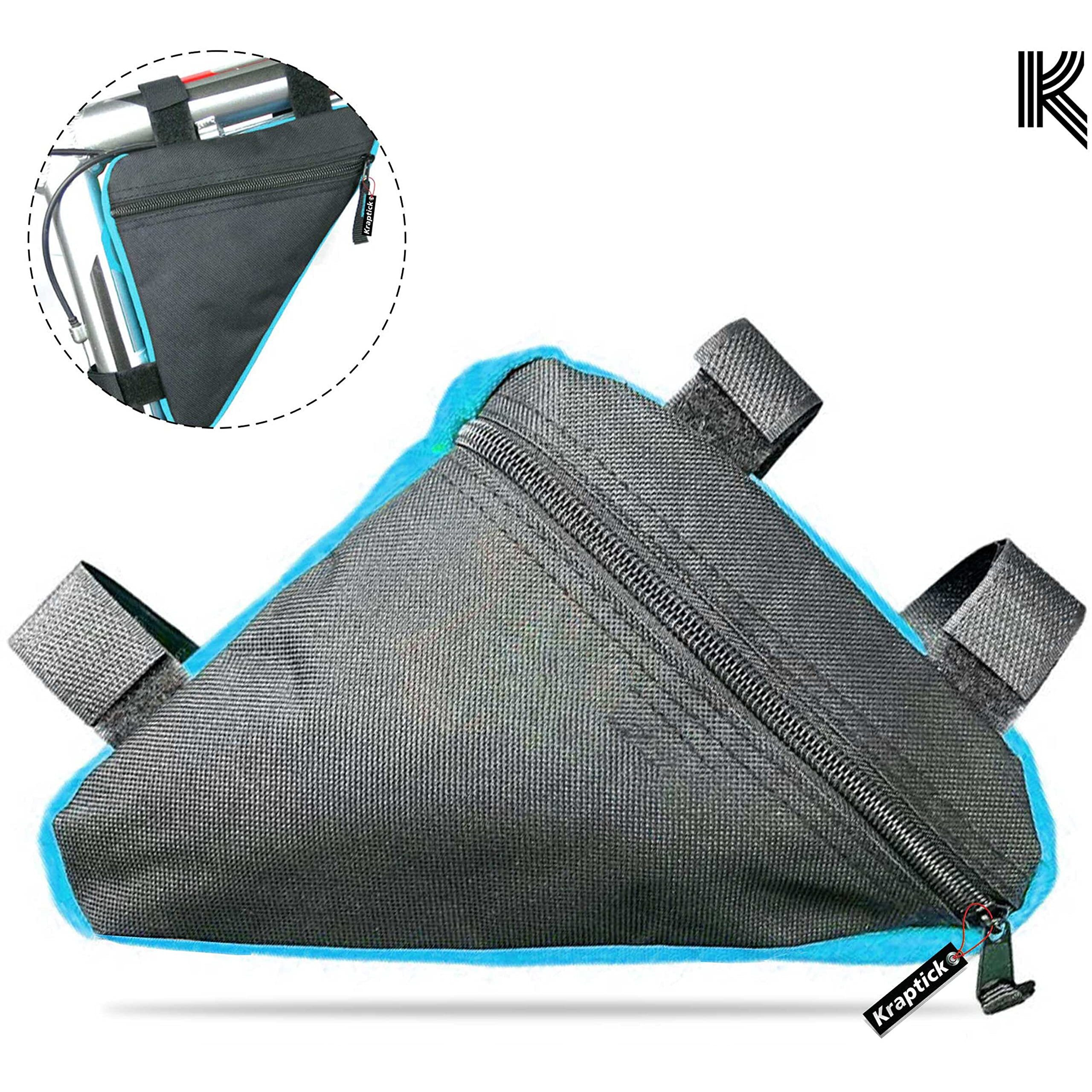 Kraptick Triangle Bike Bag - Bike Frame Bag for Bicycle Tools - Bike Pouch for Cycle Accessories, Bicycle Frame Front Triangle Bag Bike, Cycle Triangle Bag (Black)