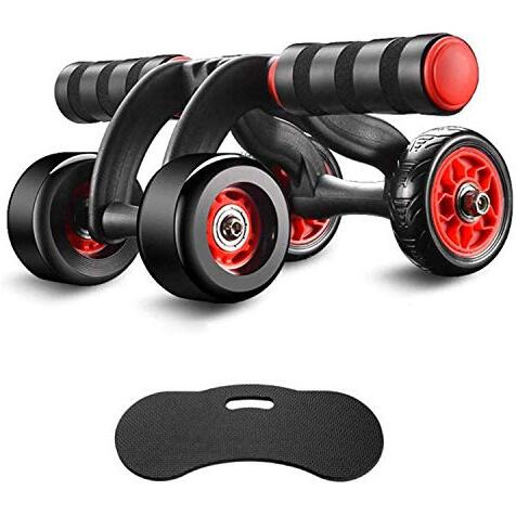 FITSY Automatic Rebound Design 4 Wheel Ab Roller With Knee Mat - Abdominal Workout Fitness Exercise Equipment