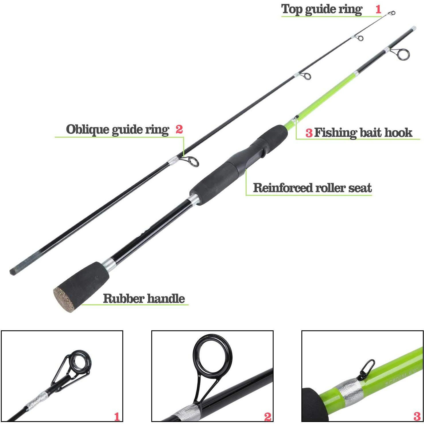 Sougayilang Fishing Rods Graphite Lightweight Trout Rods 2 Pieces EVA Handle Crappie Spinning Rod-Spinning (Spinning-5.9FT)