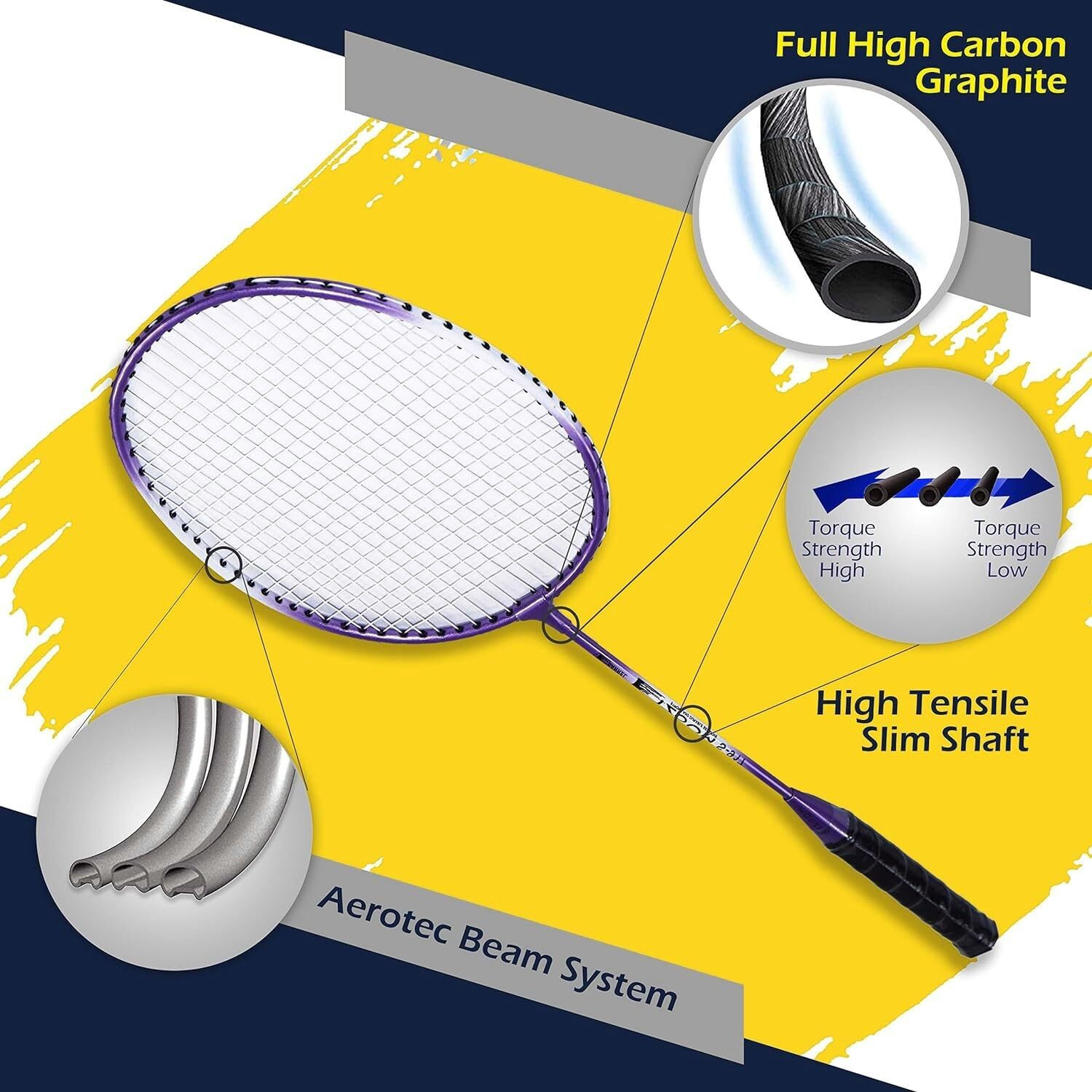 FRATELLI Aluminium Badminton Racket with 3 Pieces Shuttles with Full-Cover Set (917, 2 Pieces, Blue )