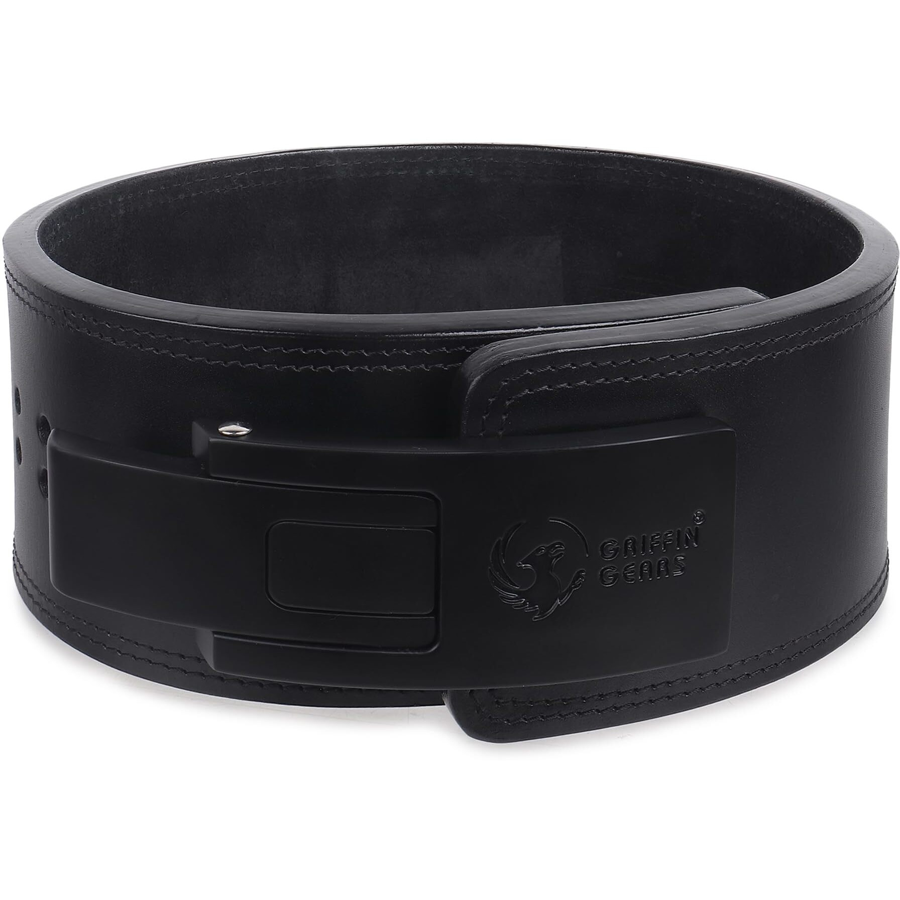 GRIFFIN GEARS Powerlifting Lever Gym Black Buckle With Black Belt Power 13MM Extreme Heavy Duty Genuine Leather Belts -Squats Deadlifts Bodybuilding Weight Lifting Power Lifting for Men (M-32 -41 )